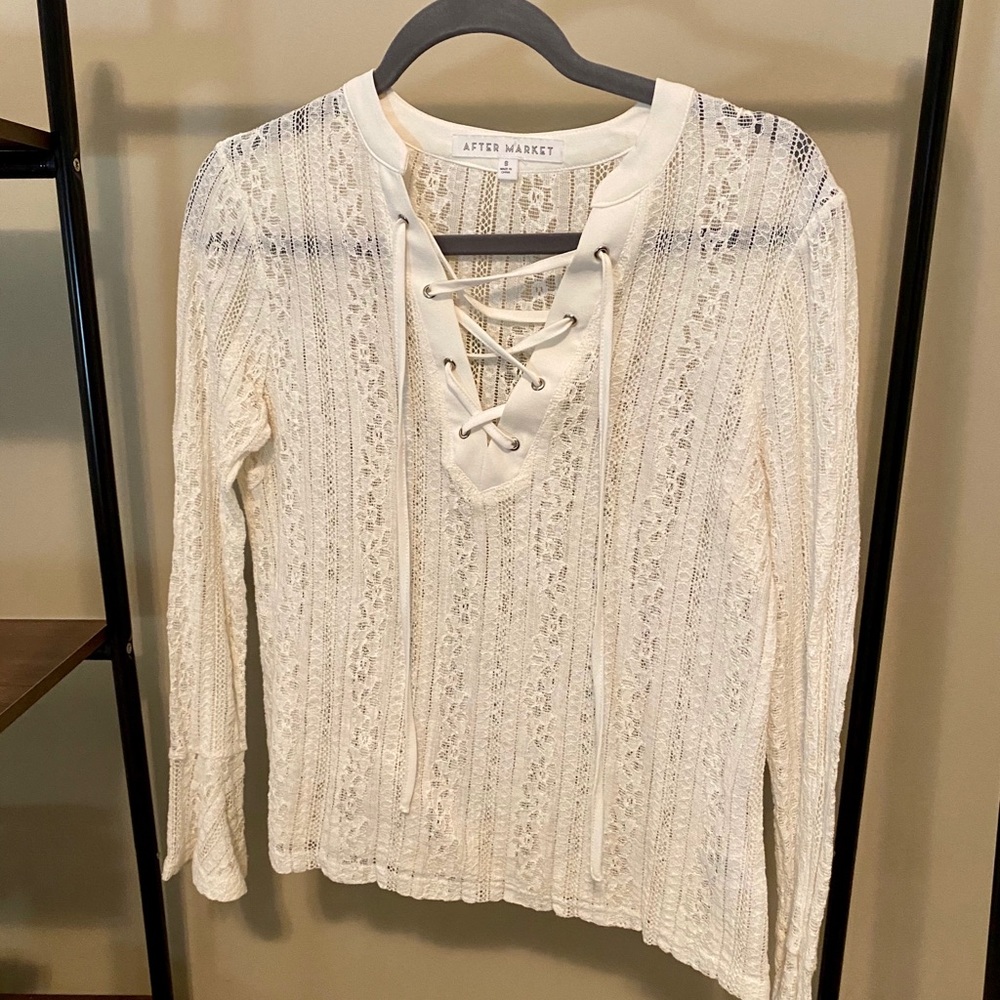 AFTER MARKET - White Lace Long Sleeve Top